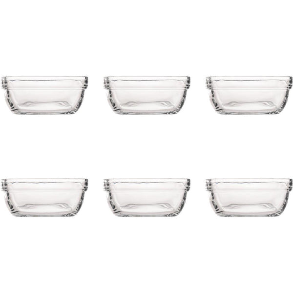 Duralex schaal carre vierkant hardglas 6 stuks 11x11x4,6cm