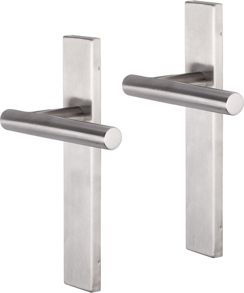 Impresso deurkruk - chelsea - voor binnen - vierkant deurschild - rvs - 2 stuks