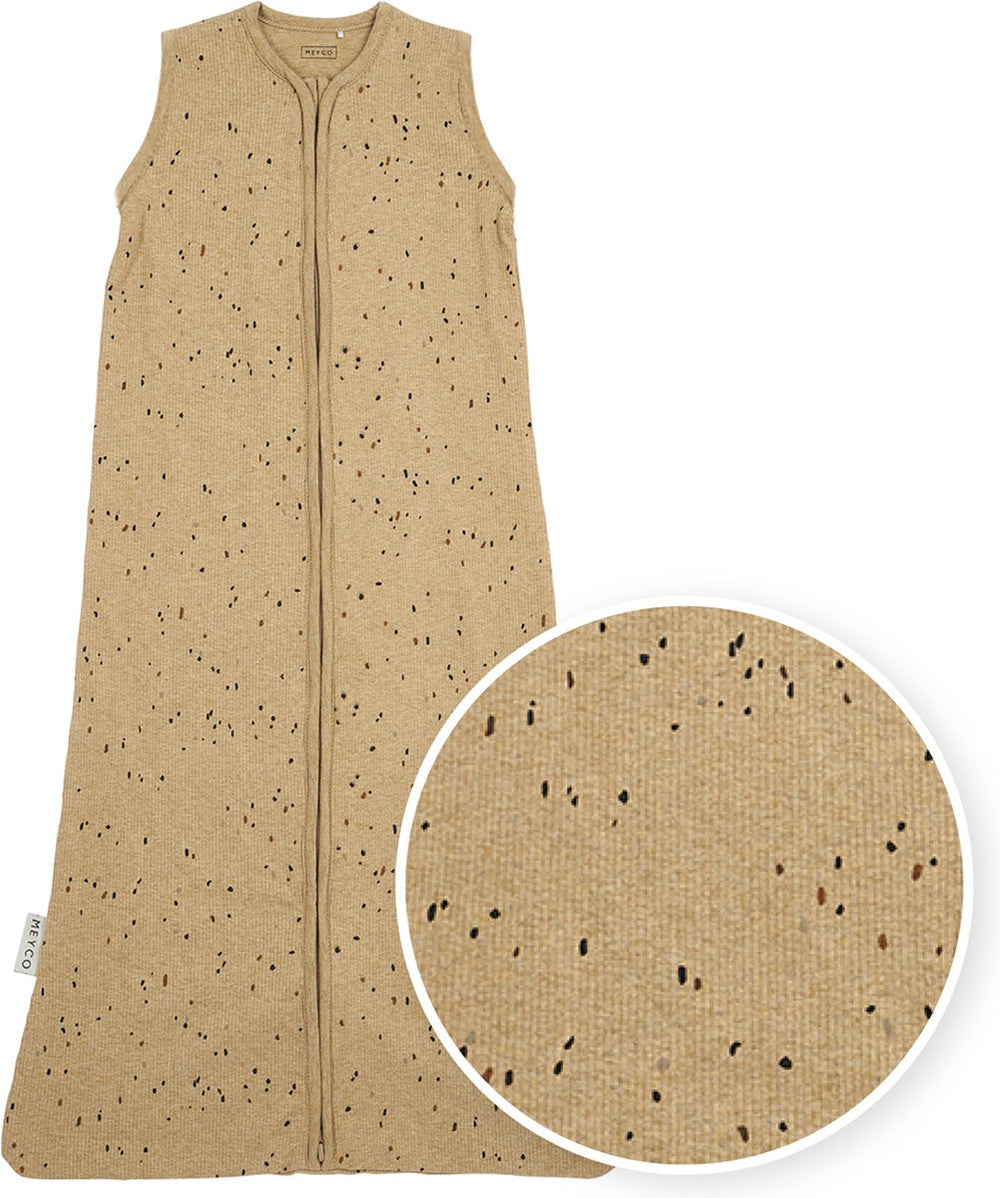 Meyco baby rib mini spot baby zomerslaapzak - toffee melange - 70cm - 0.3 tog