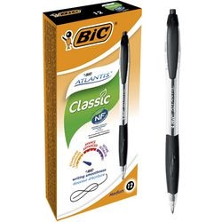 Bic balpen atlantis blauw grip navulbaar drukknop clip