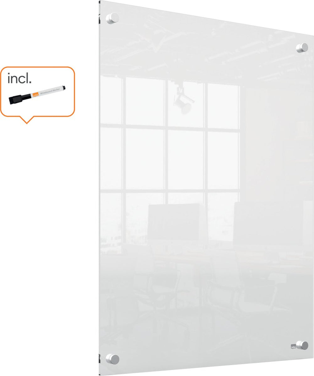 Nobo draagbaar, droog uitwisbaar mini whiteboard voor aan de muur - 600 x 450 millimeter - inclusief whiteboard marker - transparant acryl