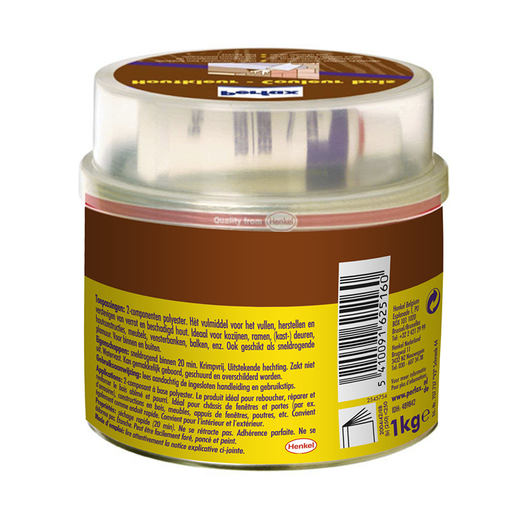 Perfax houtrotvuller 1000g can | hout restoratie vulmiddel | houtrotvuller voor binnenhuis projecten | rotvuller restoratie.