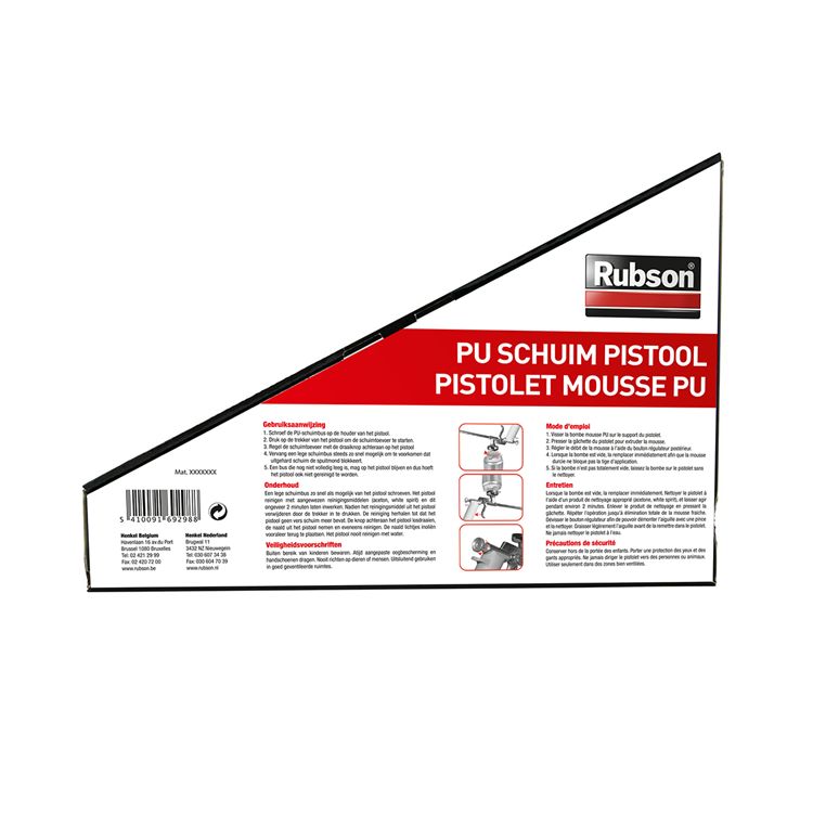 Rubson pu schuim pistool 1 st | pur-schuim pistool | pu pistool voor pur isolatie | pur isolatie pistool voor makkelijk gebruik | hoge precisie pu schuim doseringen!