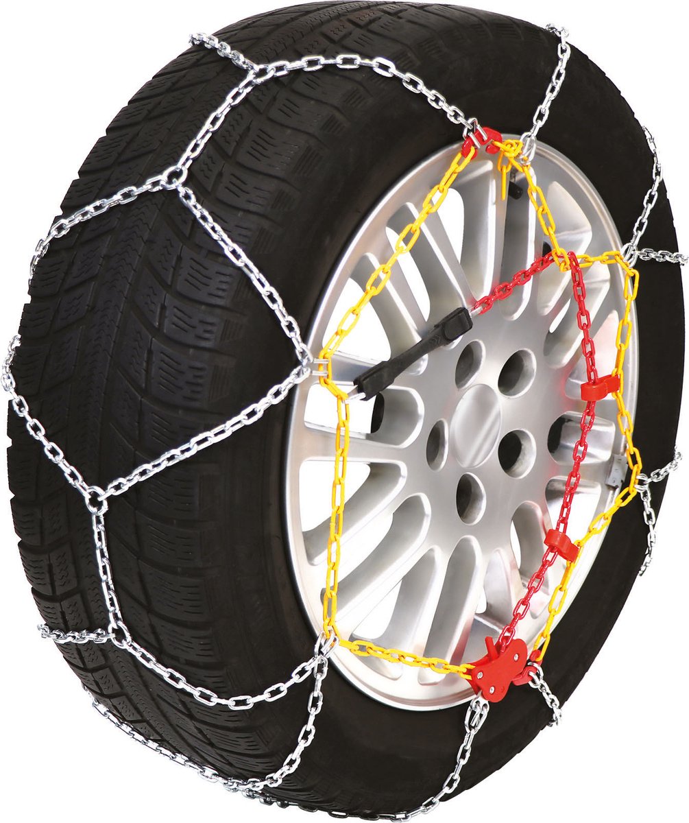 Carpoint sneeuwkettingen – kns 120 – 9mm gehard stalen gripschakels – semiautomatische spanner – kruisspoor verbetert de grip – inclusief nood reparatieschakels, handschoenen, handleiding handige opbergtas
