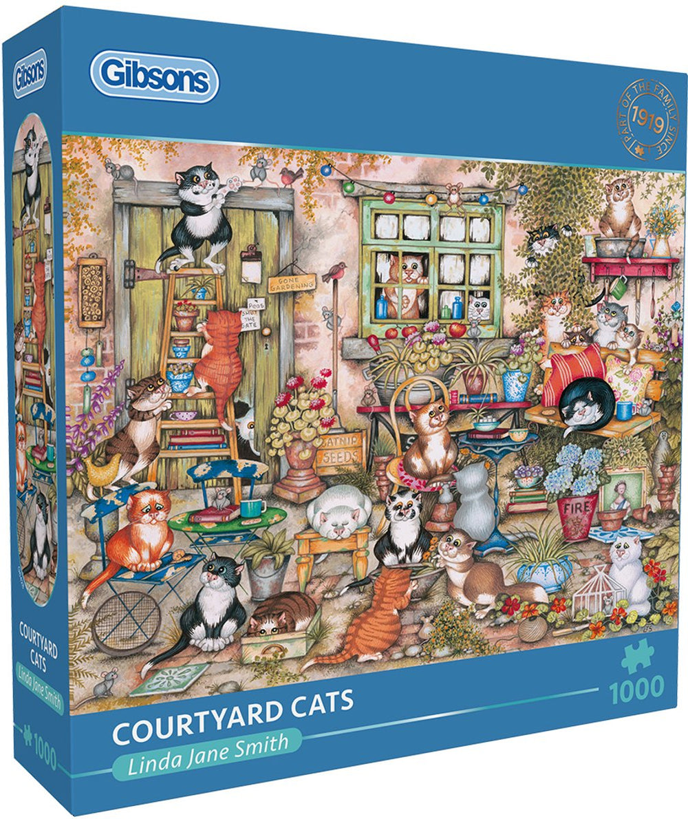 Gibsons - courtyard cats (door linda jane smith) - 1000 stukjes 68×49cm (b×h) - legpuzzel voor volwassenen