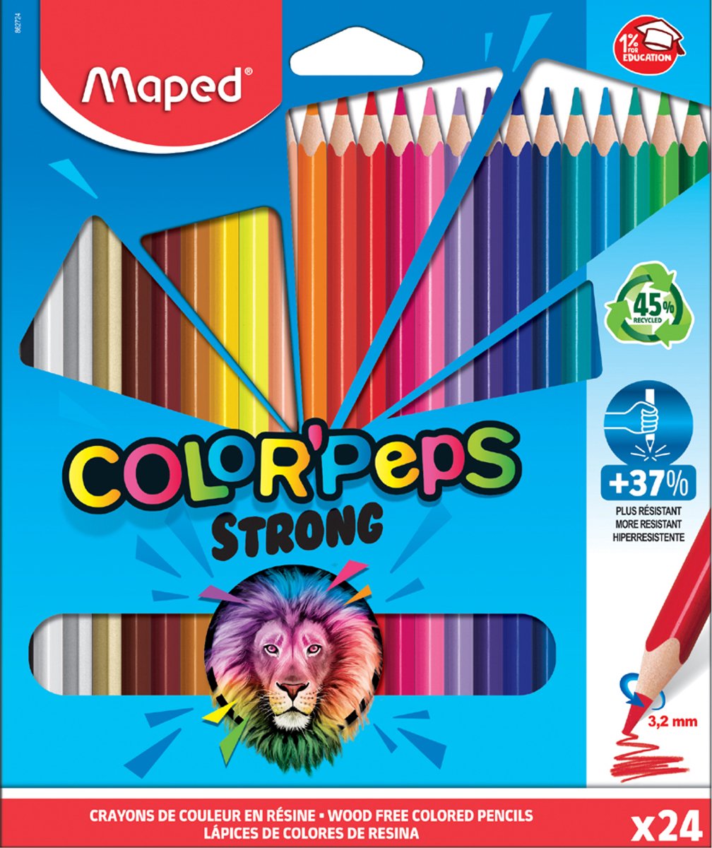 Maped office maped driehoekige kleurpotloden color'peps strong, 18 in kartonnen doosje