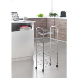 Metaltex keuken badkamer opbergtrolley ascona 41x23x84 cm wieltjes