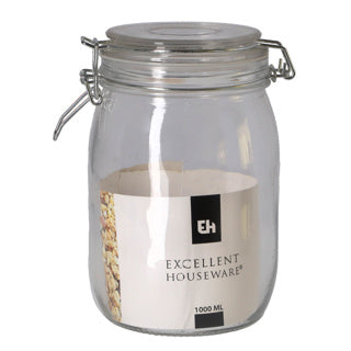 Excellent houseware voorraadpot met deksel 1 l | 2 stuks