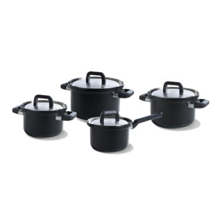 Bk flow cool zwart RVS pannenset 4-delig