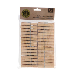No brand wasknijpers bamboe 60 stuks | 6 stuks