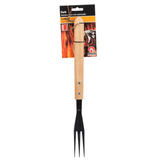 Bbq collectie vleesvork luxe 41 cm eiken RVS