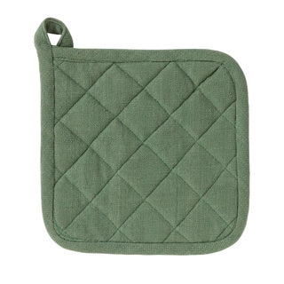 Linnen meer linnen en meer pannenlap indi legergroen 20 x 20 cm
