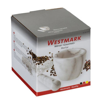Westmark vijzel met stamper van marmer, hoog, binnendiameter: ca. 7,5 cm, gourmet, wit grijs, 69592260