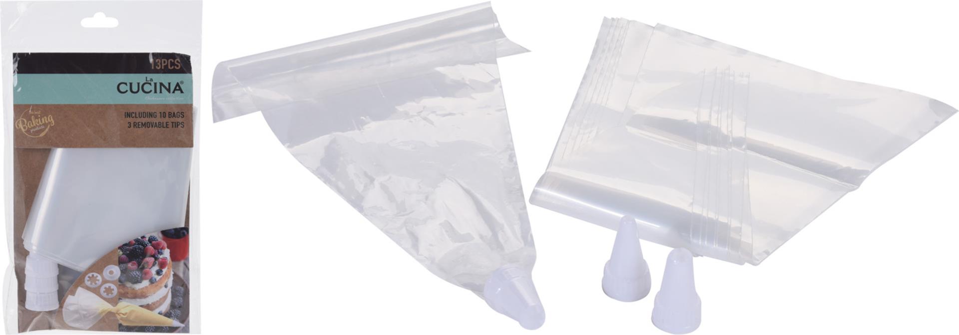Excellent houseware wegwerp spuitzakken 23cm 10 spuitzakken en 3 verschillende spuitmondjes