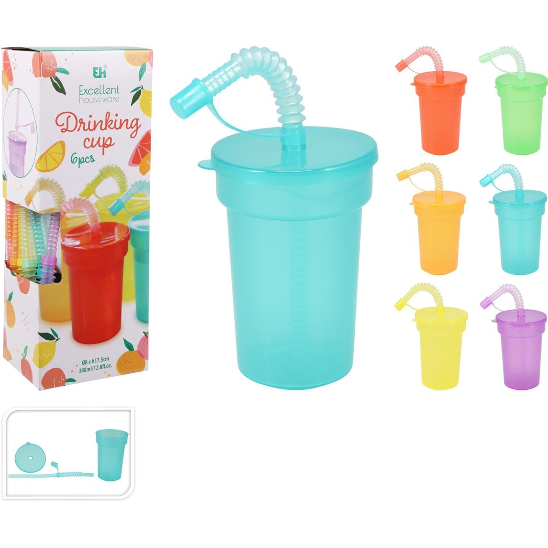 Excellent houseware drinkbeker kunststof set a 6 stuks 380ml