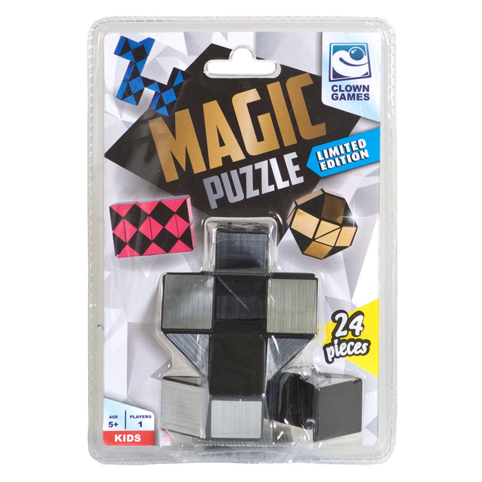 Clownspellen clown magie puzzel zilver