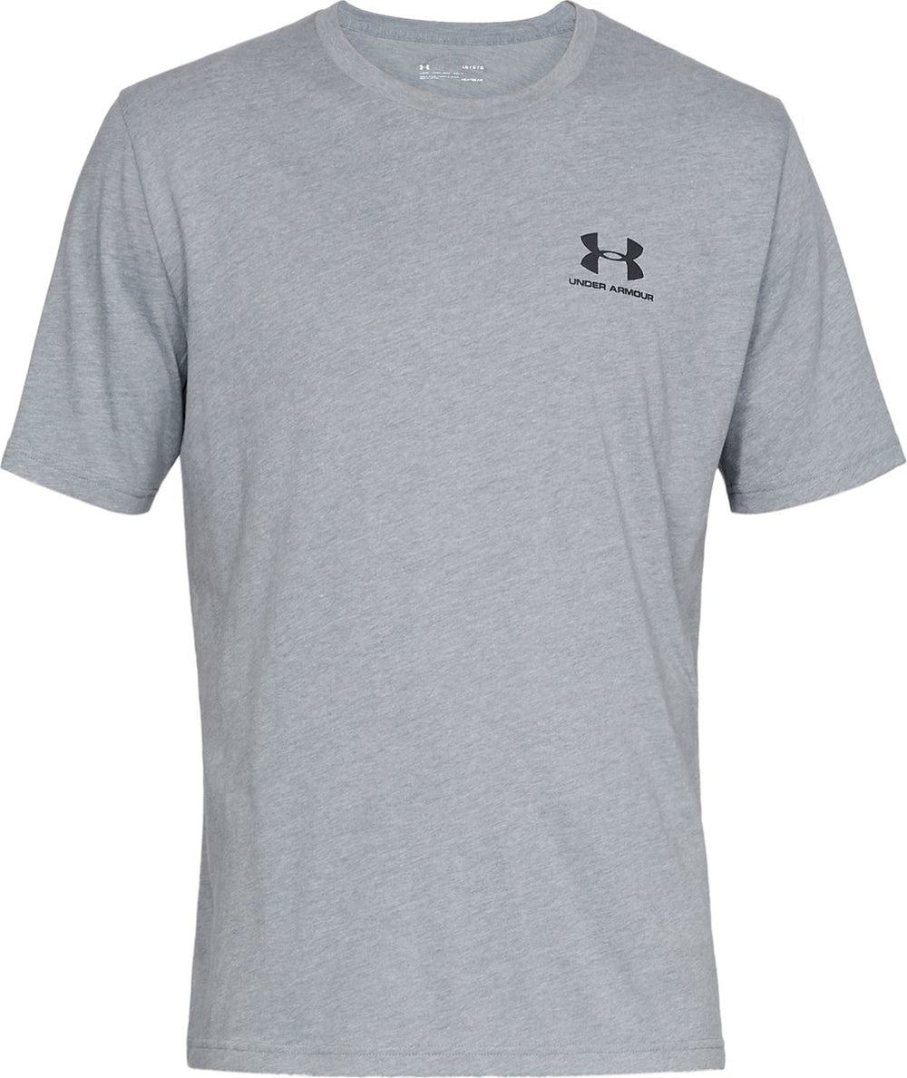 Under armour ua m sportstyle lc ss-gry heren sportshirt - steel light heather - zwart