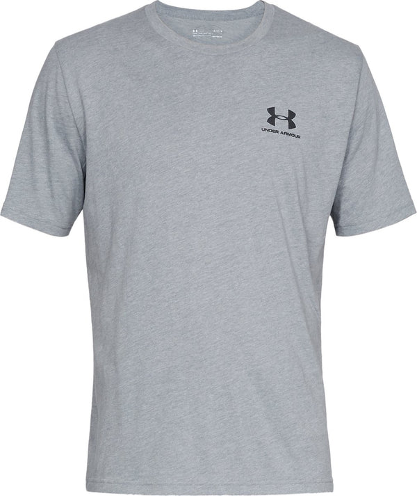 Under armour ua m sportstyle lc ss-gry heren sportshirt - steel light heather - zwart s