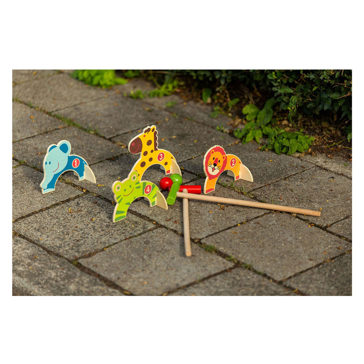 Buitenspeel houten dierencroquet