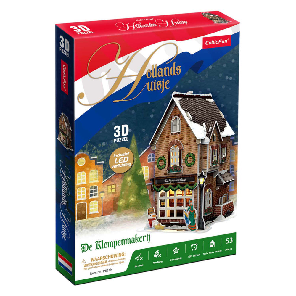 Kubieke leuke 3D-puzzel klompenmakerij met led-verlichting