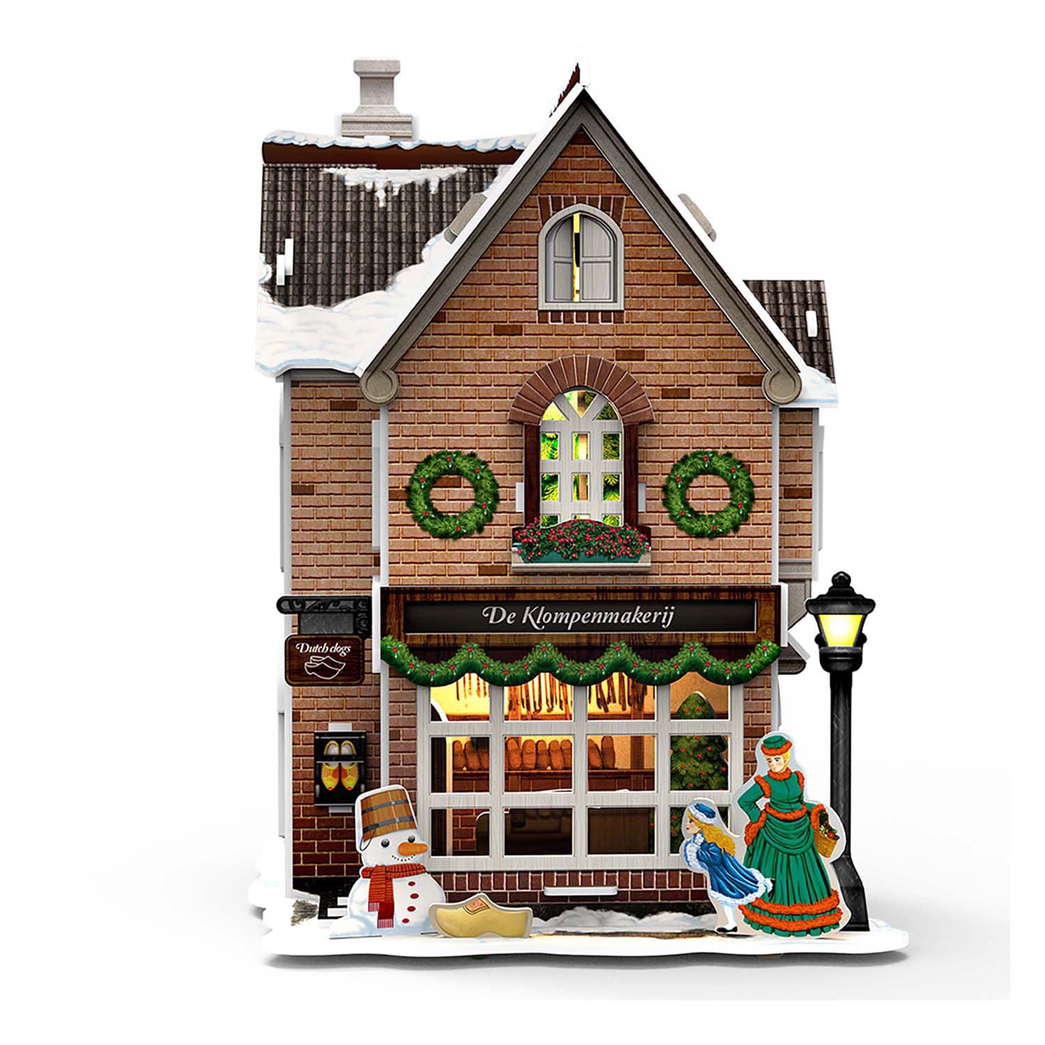Kubieke leuke 3D-puzzel klompenmakerij met led-verlichting