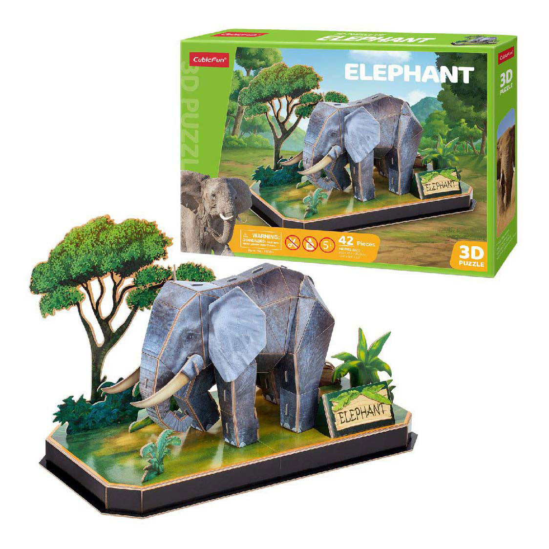 Cubic fun 3d puzzel olifant - 42 stukjes - geschikt voor kinderen vanaf 8 jaar