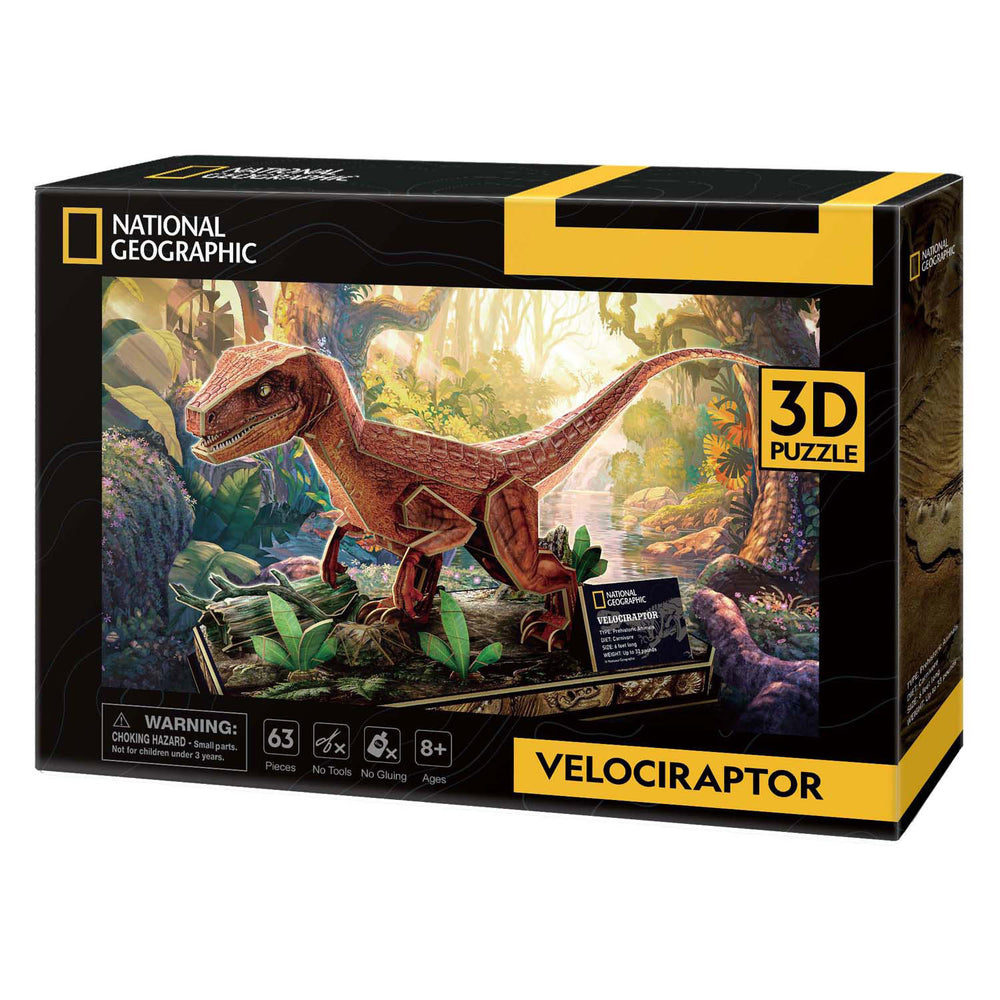 Kubieke leuke 3D-puzzel van National Geographic Velociraptor