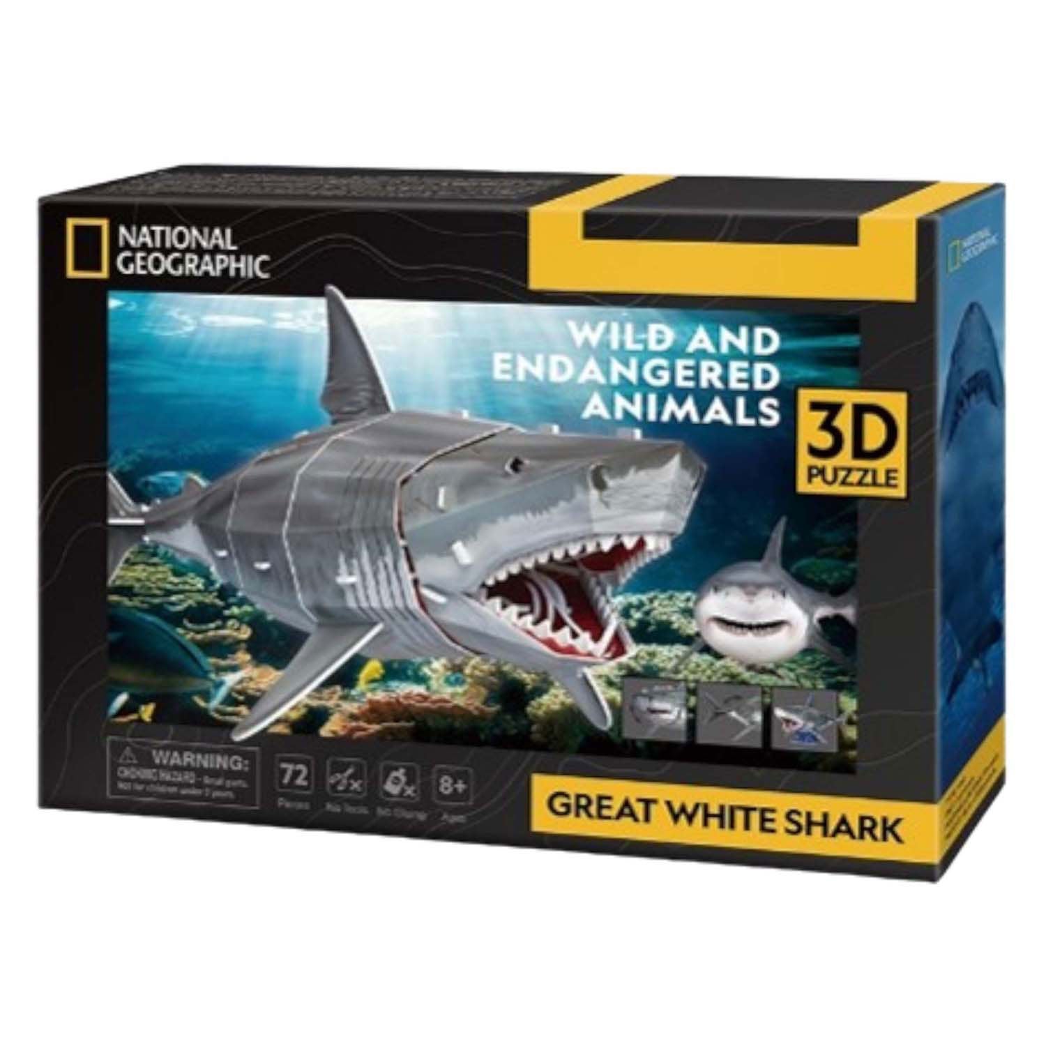 Kubieke leuke 3D-puzzel National Geographic witte haai