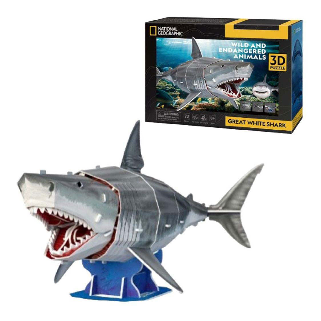 Kubieke leuke 3D-puzzel National Geographic witte haai