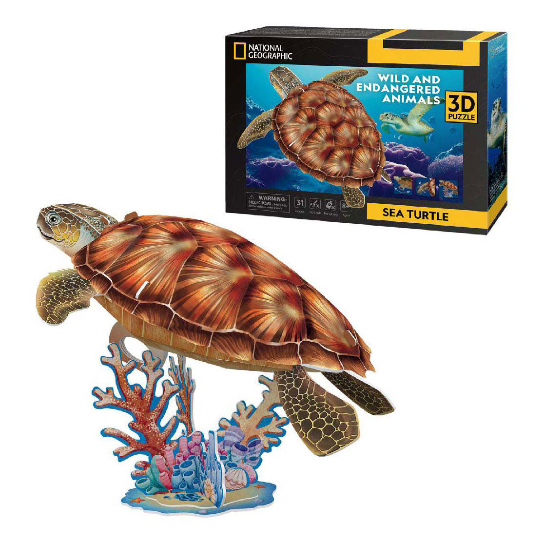 Kubieke leuke 3D-puzzel National Geographic Zeeschildpad