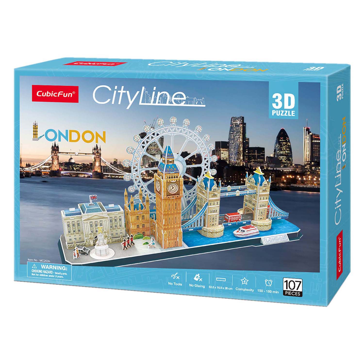 Kubieke leuke 3D-puzzel stadslijn Londen