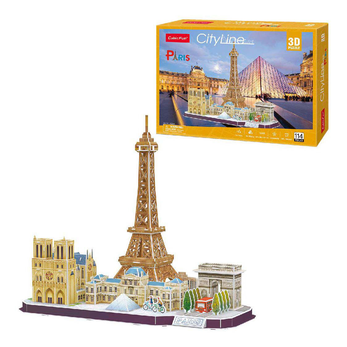 Kubieke leuke 3D-puzzel stadslijn parijs