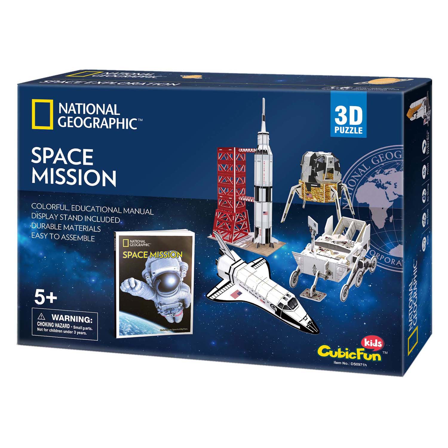 Kubieke leuke 3D-puzzel nationale geografische ruimtemissie