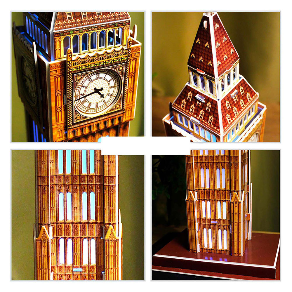Kubieke leuke 3D-puzzel Big Ben met led-verlichting