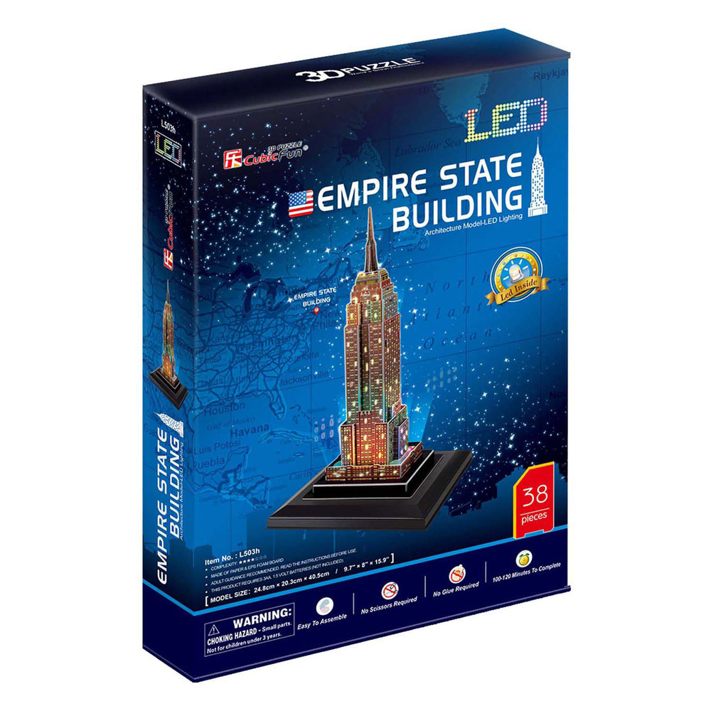 Kubieke leuke 3D-puzzel Empire State Building met led-verlichting