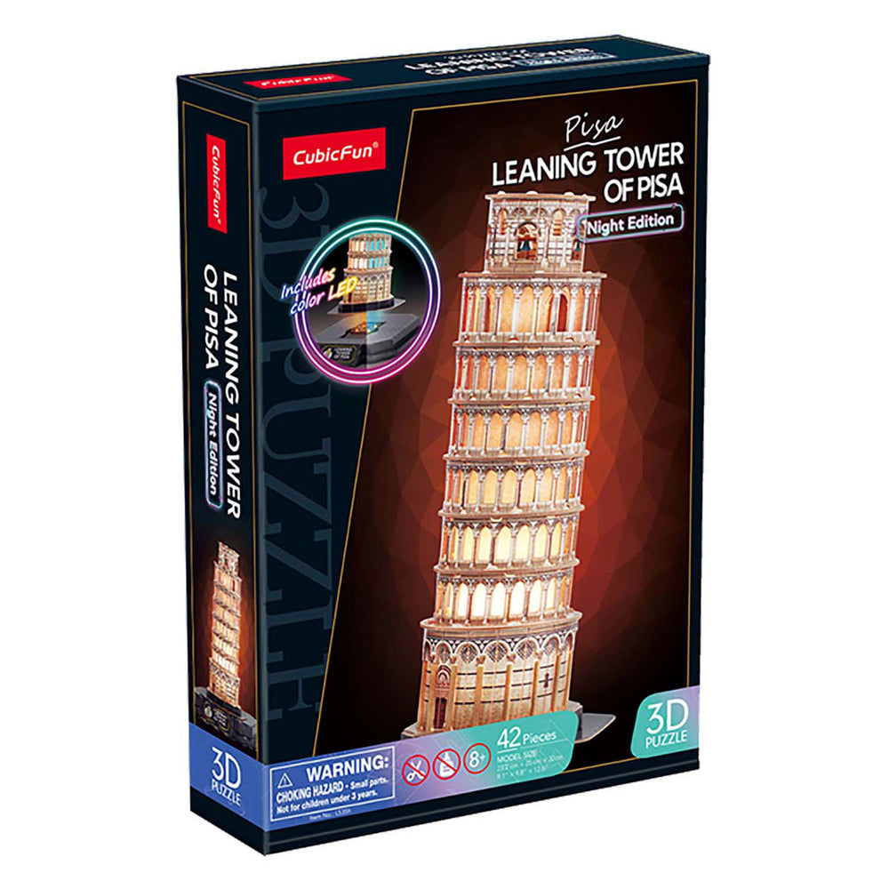 Kubieke leuke 3D-puzzel toren van pisa met led-verlichting