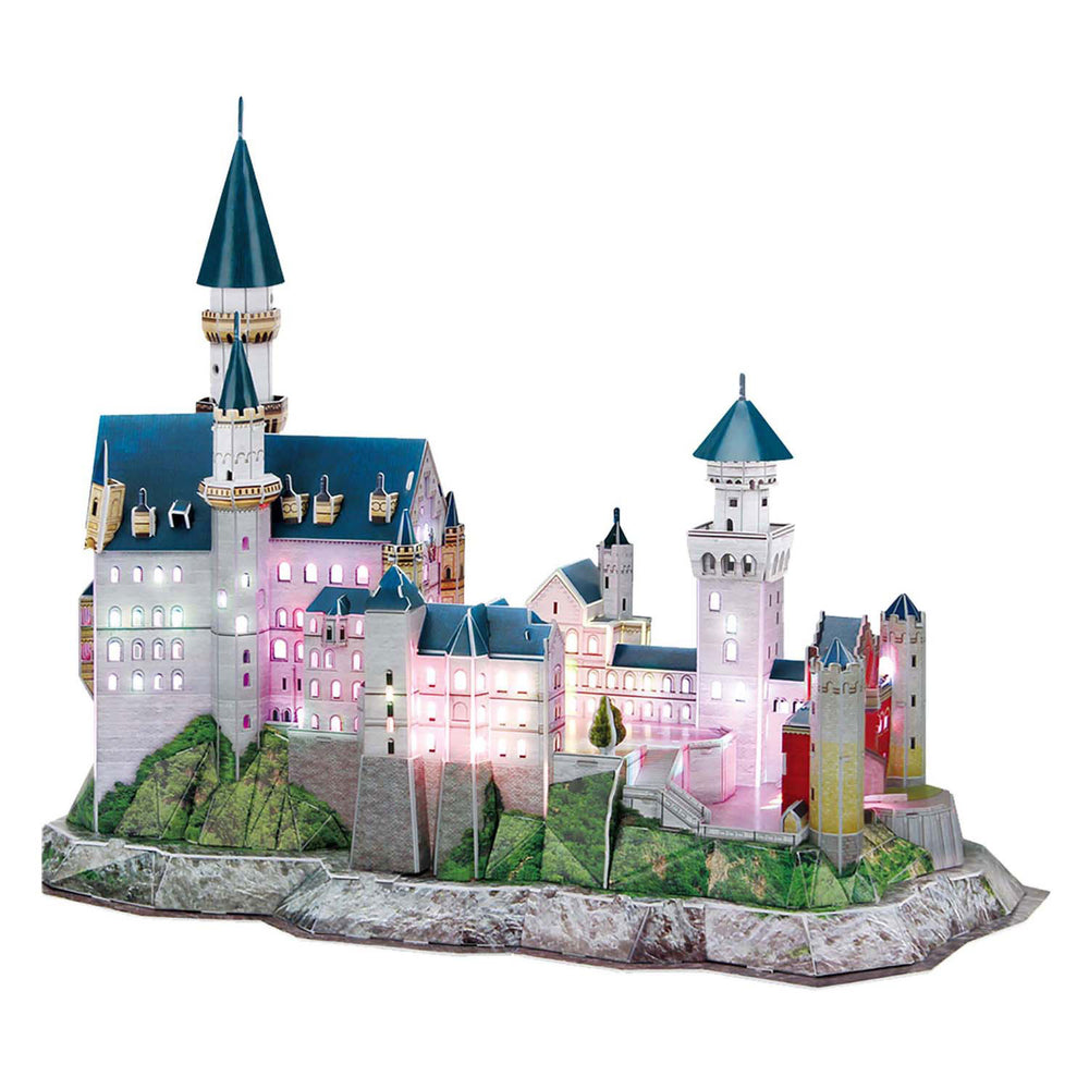 Kubieke leuke 3D-puzzel neuschwanstein kasteel met led-verlichting