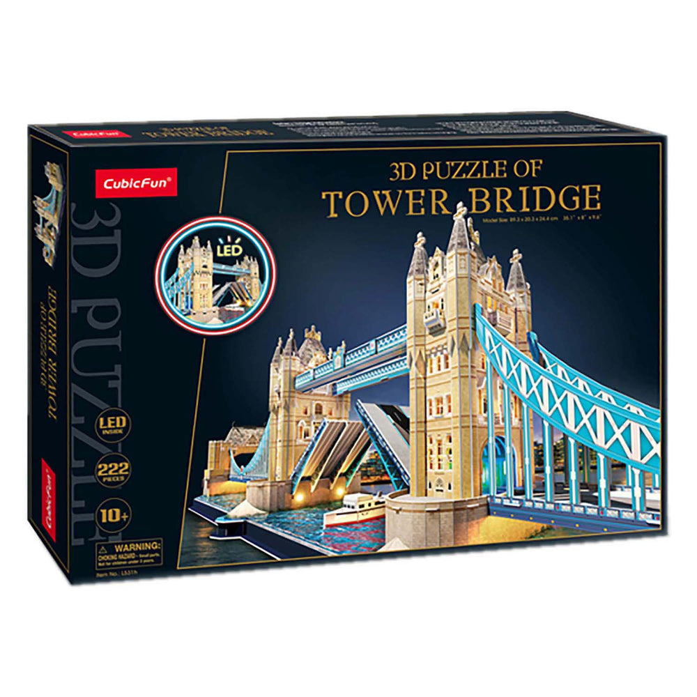 Kubieke leuke 3D-puzzel tower bridge met led-verlichting