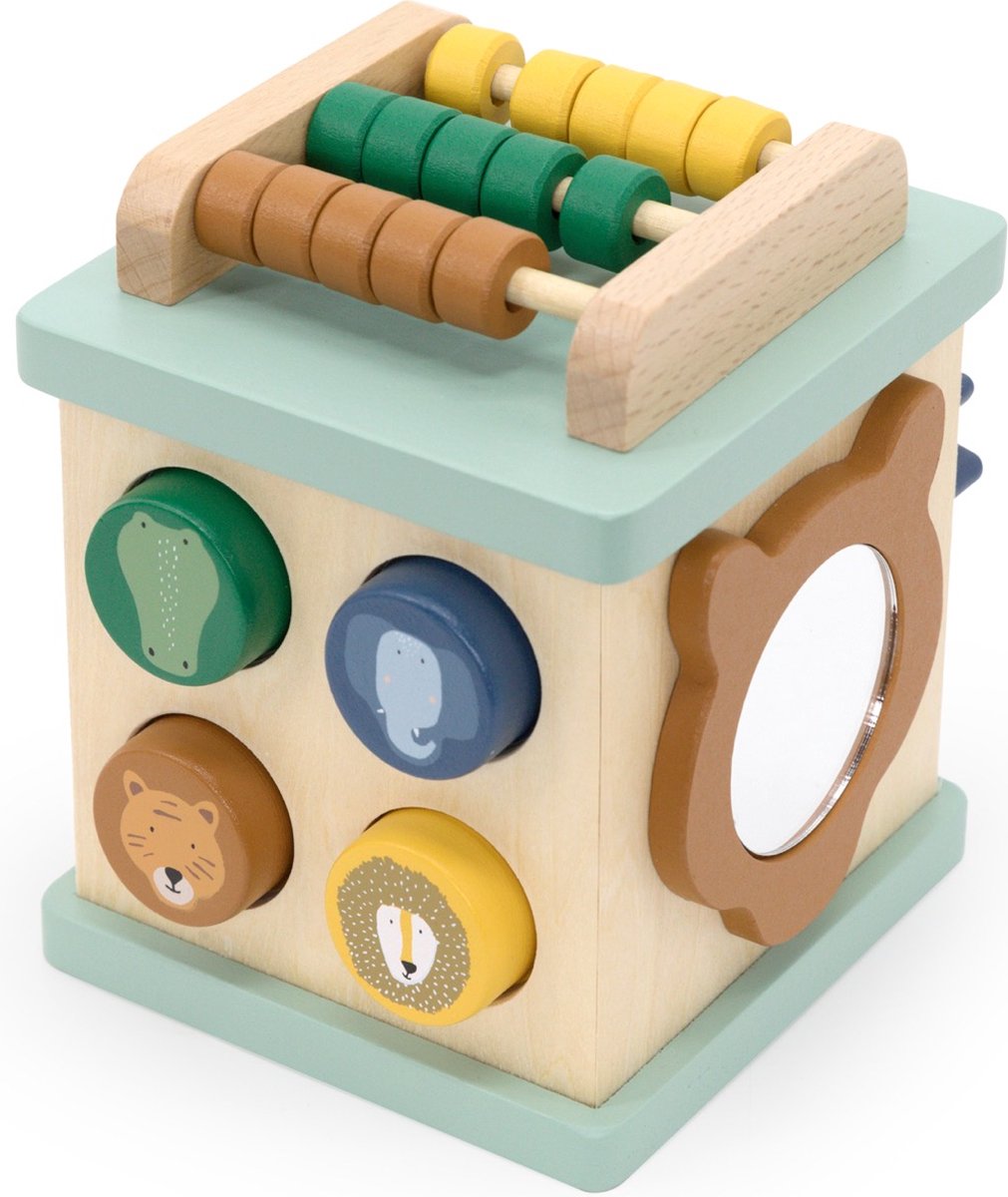 Trixie houten activiteitenkubus mini - makkelijk voor onderweg - eerste speelgoed - kraamcadeau - baby cadeau