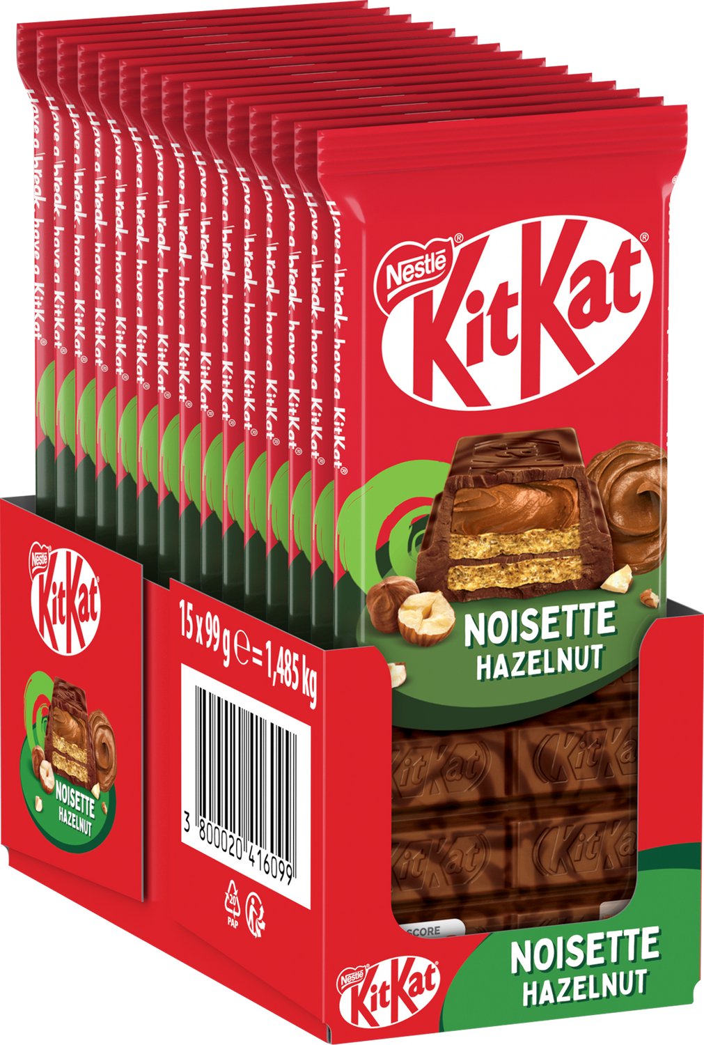 Kitkat tablet hazelnoot - 15 chocoladerepen x 99g