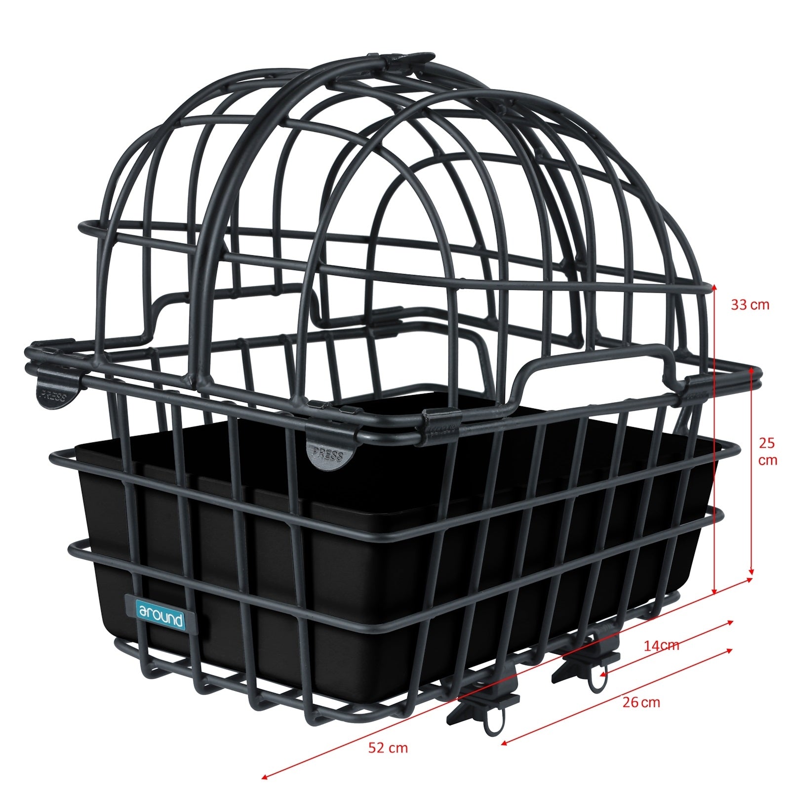 Around dierenfietsmand luna xl incl. fix system - mat zwart