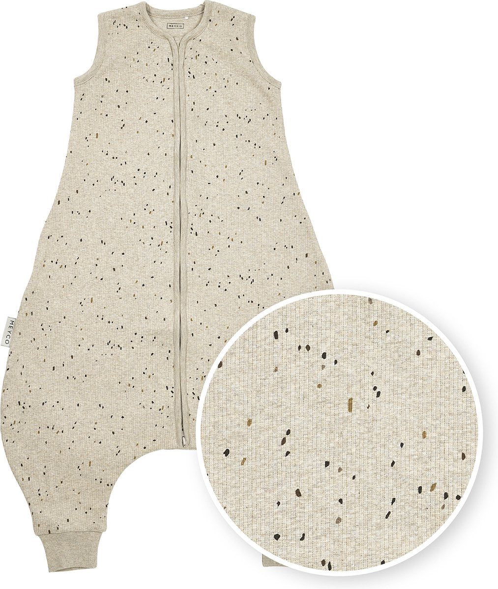Meyco baby rib mini spot baby zomer slaapoverall jumper - sand melange - 80cm - 0.5 tog