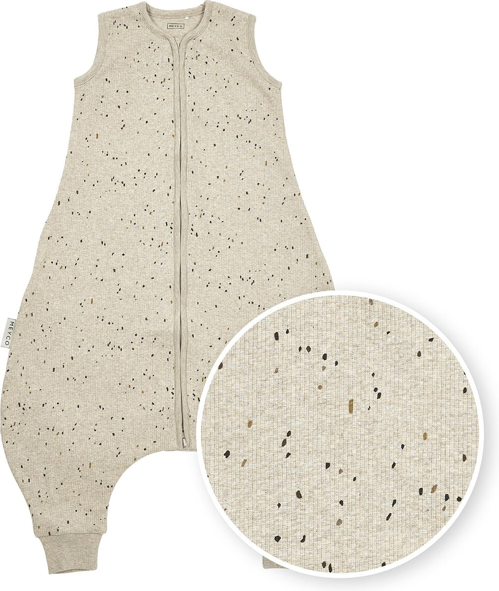 Meyco baby rib mini spot baby zomer slaapoverall jumper - sand melange - 92cm - 0.5 tog