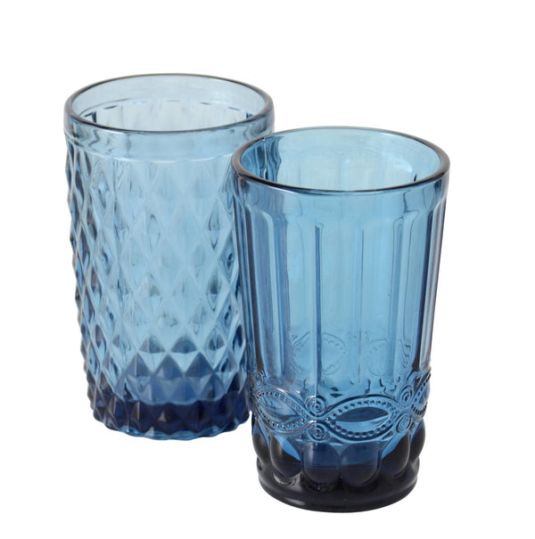 Boltze home drinkglazen blauw h13cm doos a 6 st