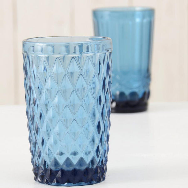 Boltze home drinkglazen blauw h13cm doos a 6 st