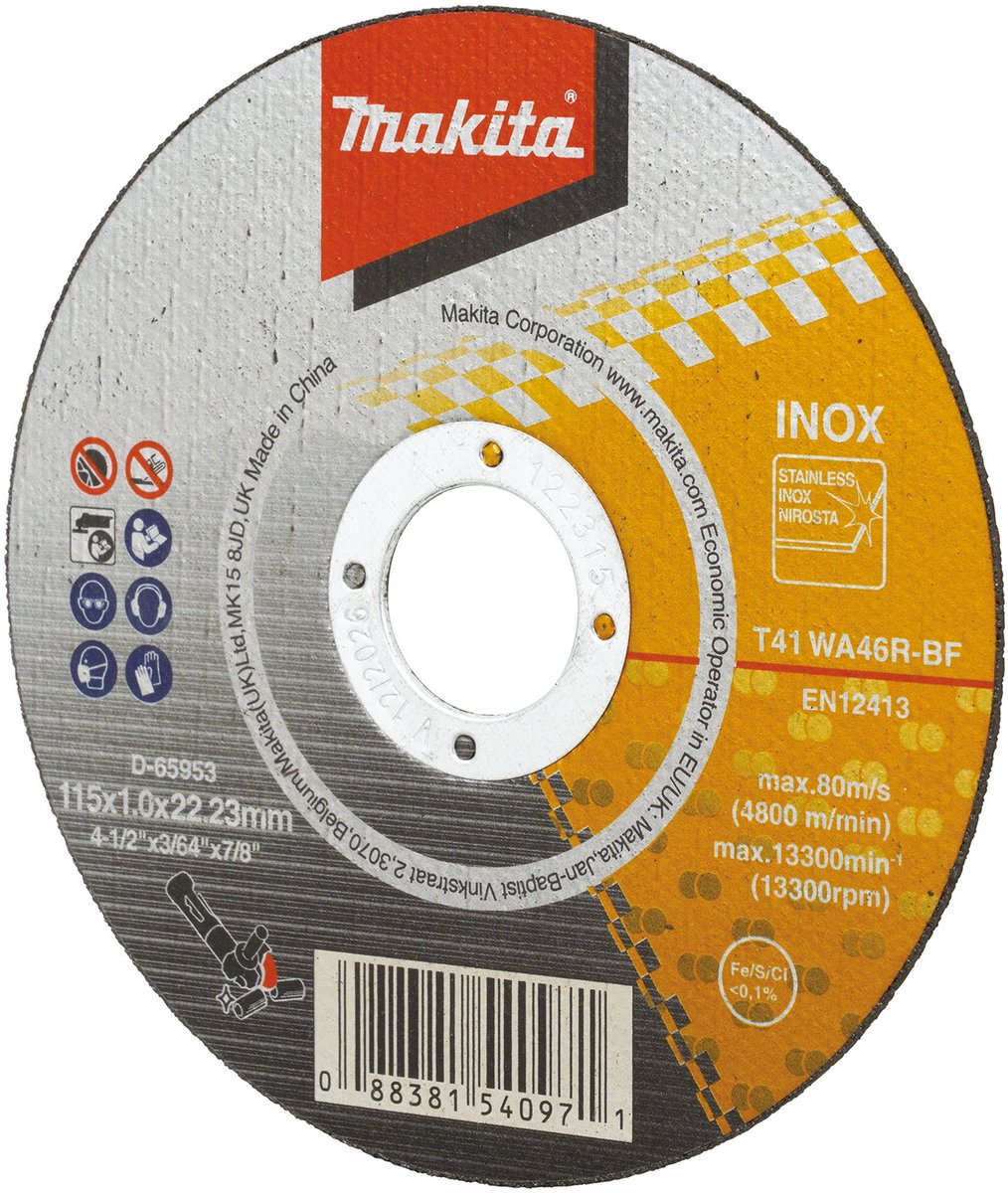 Makita d-65953 doorslijpschijf rvs | 115 x 22,23 x 1,2 mm