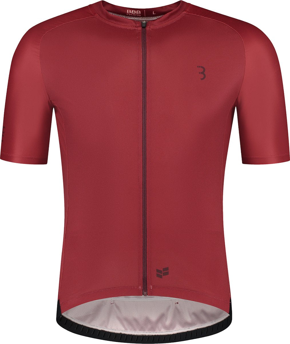 Bbb cycling comfortfit r - duurzaam fietsshirt heren korte mouw - 15-25 °c - ademend mtb en wielrenshirt - 3 achterzakken - rood