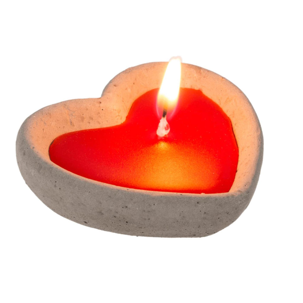 Ootb hartkaars set van 2 in cementen pot 6x6cm