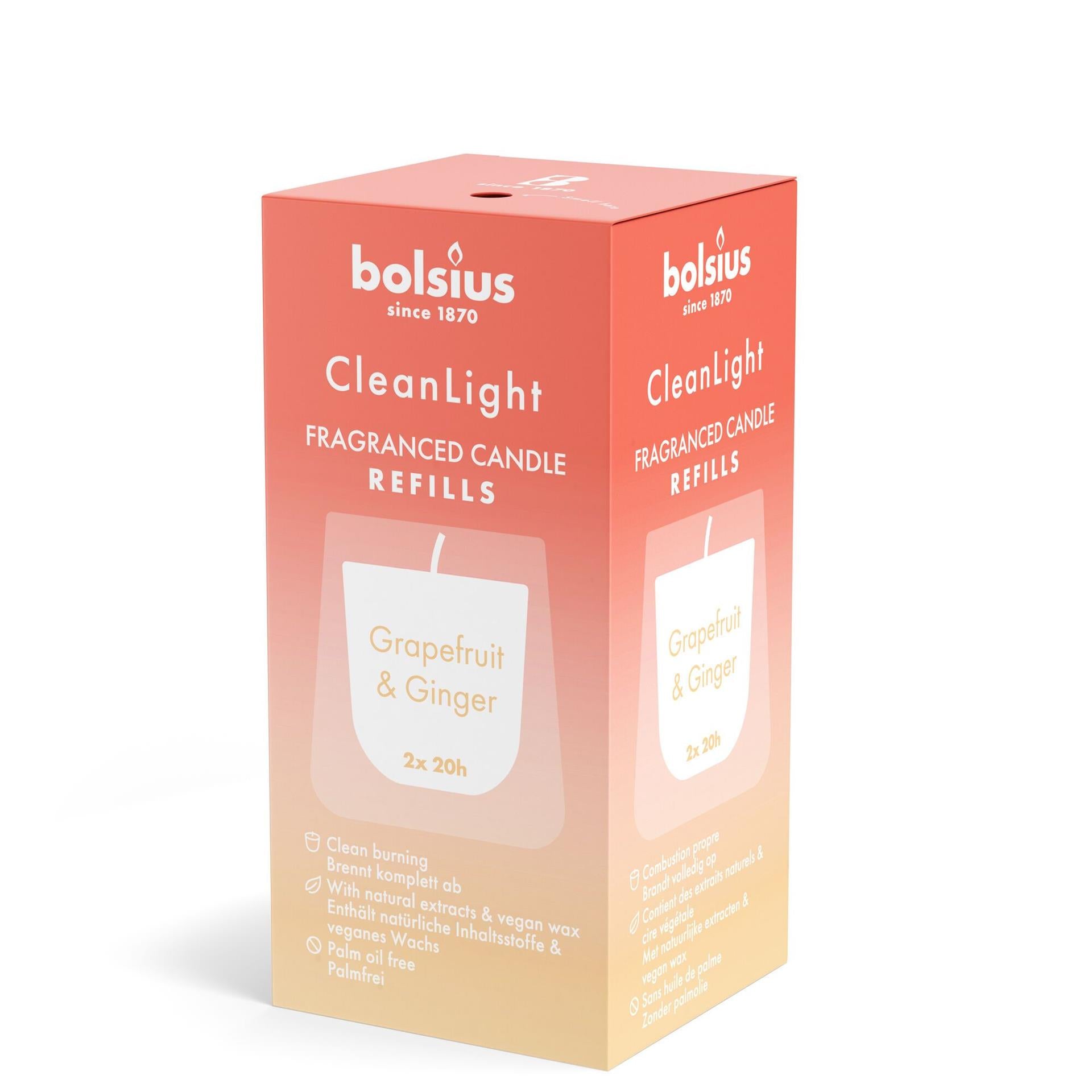 Bolsius navulling clean light pack 2 grapefruit gember