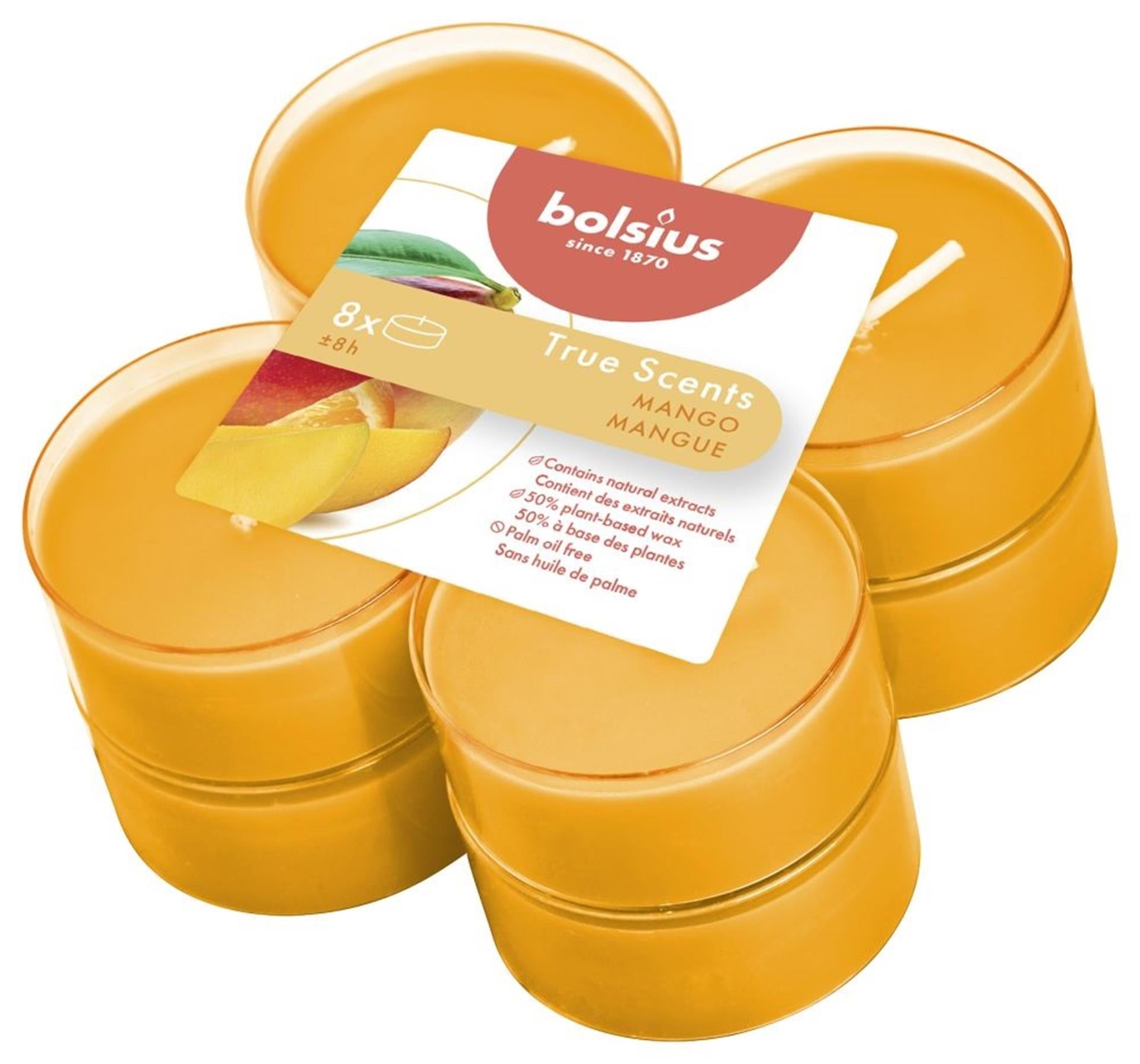 Bolsius maxilichten ware geuren mango 8 stuks 8 uur